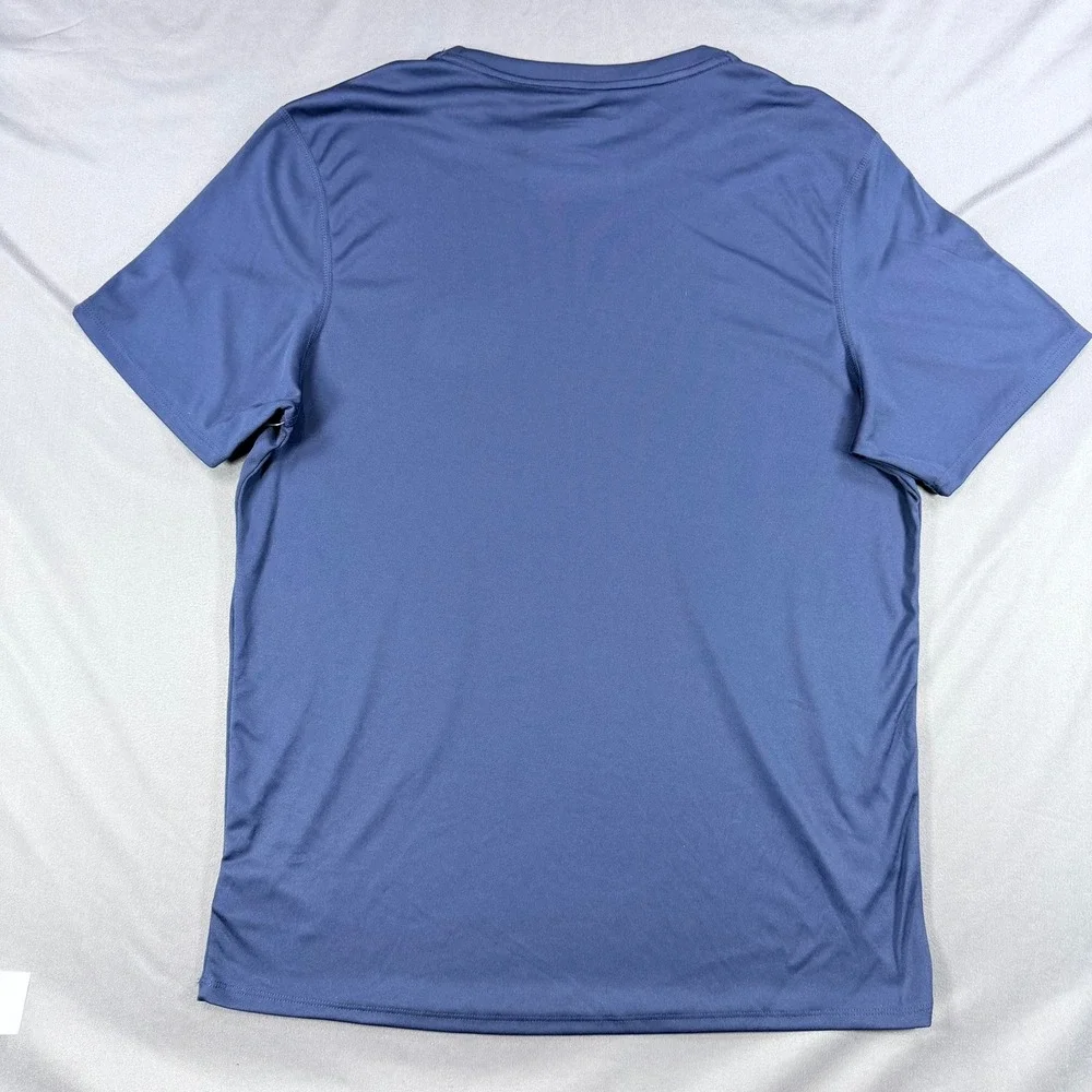 Speedo Mens M Navy Blue Polyester Swim UPF 50+ Sun Protection Rash Guard‎ Shirt